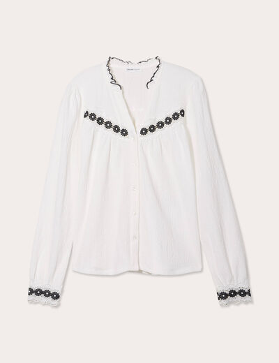 Blouse manches longues ecru femme