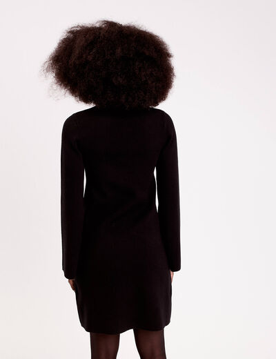 Robe manches longues col montant noir femme