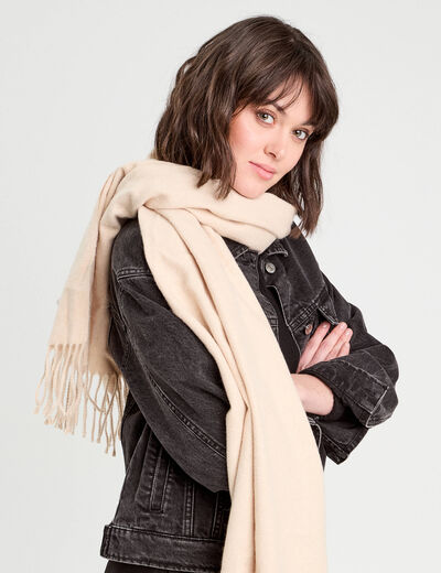 Foulard avec franges sable femme
