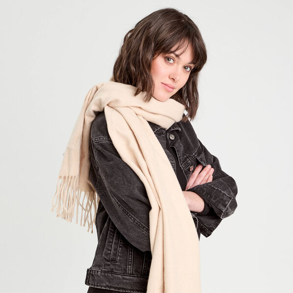 foulard avec franges sable femme Foulard avec franges sable femme