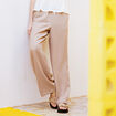 Pantalon large fluide beige femme