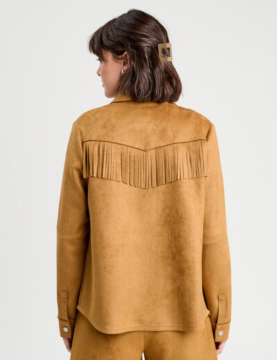 Surchemise suédine camel femme