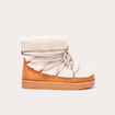 Bottines fausse fourrure à lacets camel femme