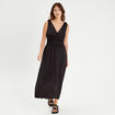 Robe longue évasée noir femme
