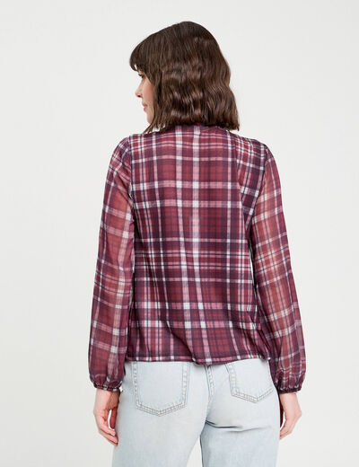 Chemise manches longues prune femme