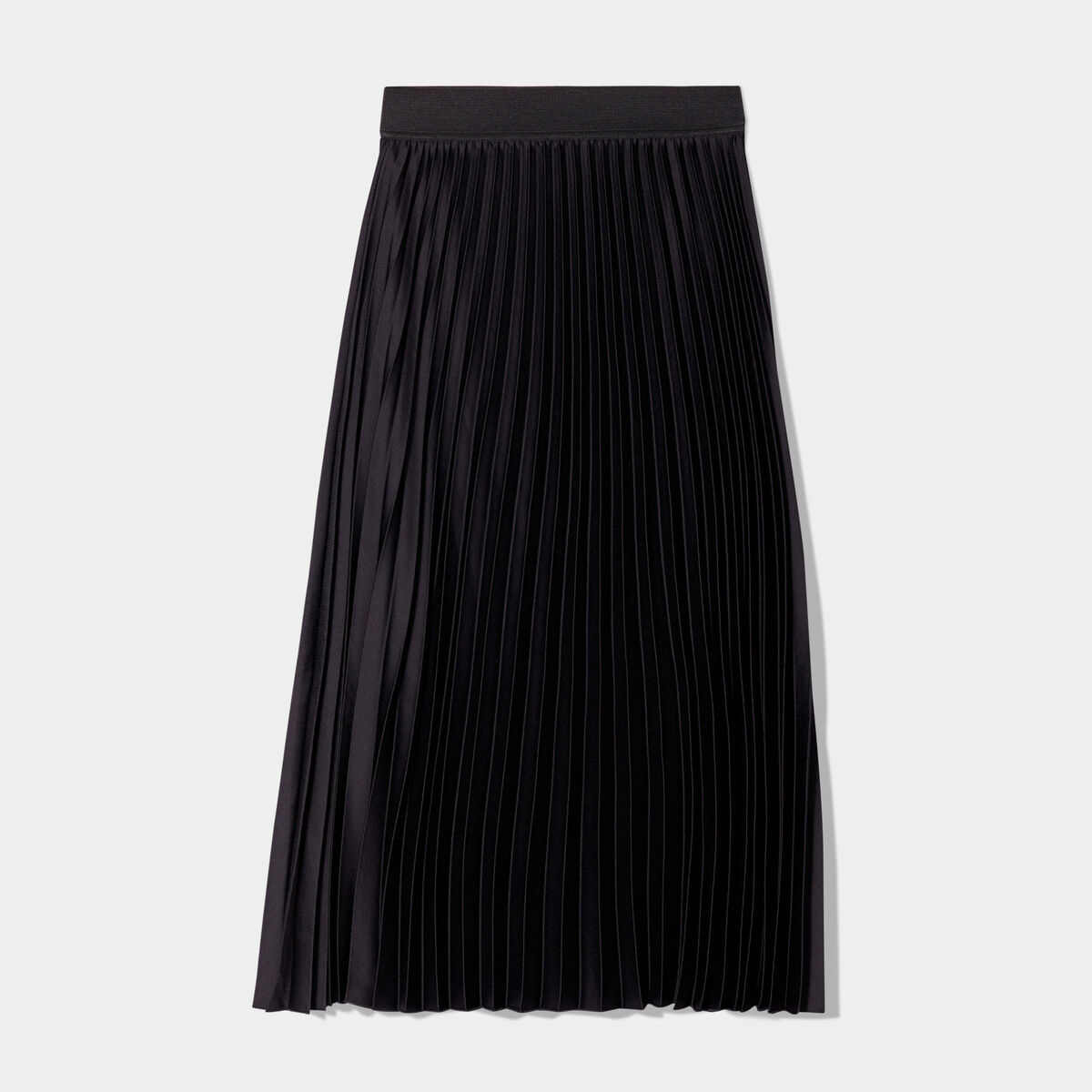 Jupe longue patineuse plissée noir femme