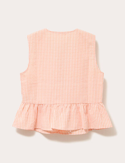 Blouse sans manches col V broderie orange femme