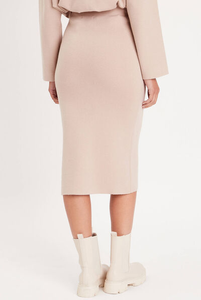 Jupe midi moulante sable femme