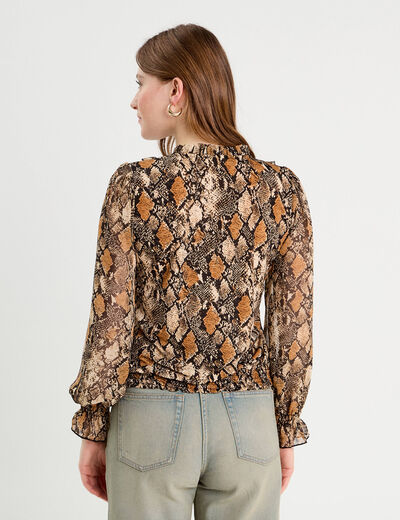 Blouse manches longues beige femme