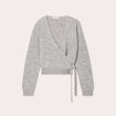 Gilet col cache-coeur noué gris clair femme