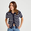 Gilet manches courtes bleu femme