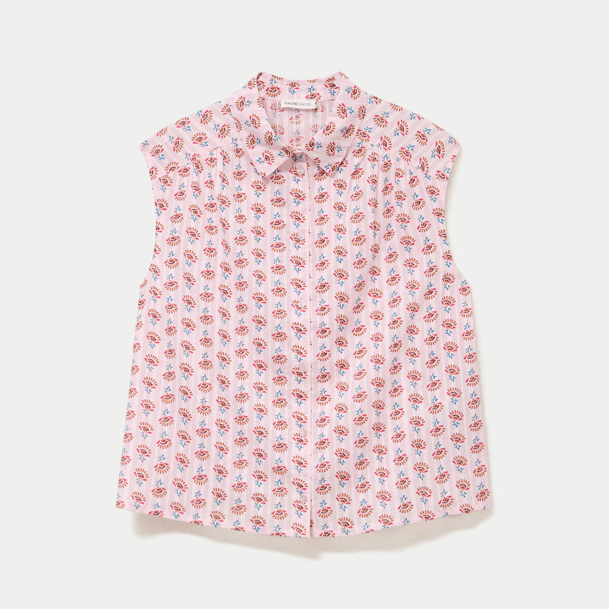 Chemise ample sans manches col classique rose femme