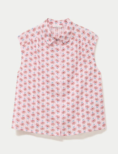 Chemise ample sans manches col classique rose femme