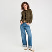 Blouse nou&eacute;e manches longues vert kaki femme