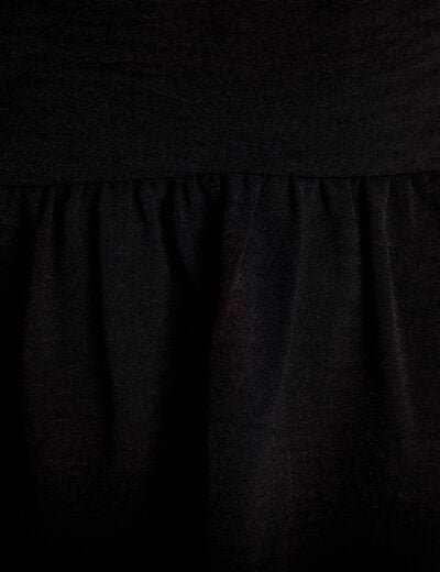 Robe &eacute;vas&eacute;e col v manches longues noir femme