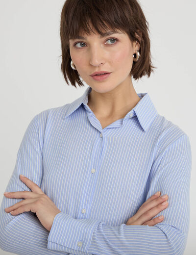 Chemise manches longues bleu femme