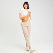 Pantalon carotte taupe femme