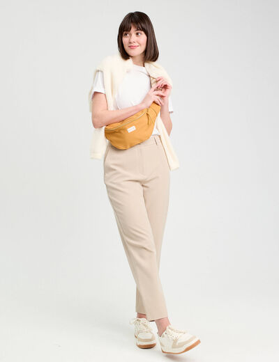 Pantalon carotte taupe femme