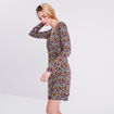 Robe évasée manches 3/4 noir femme
