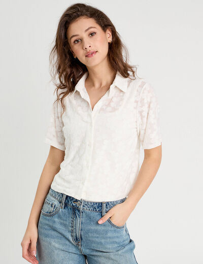 Chemise manches courtes ecru femme