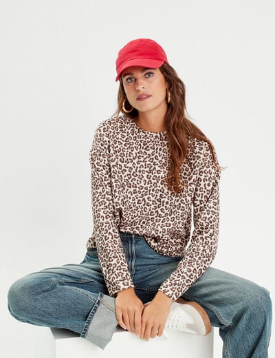 T-shirt manches longues beige femme