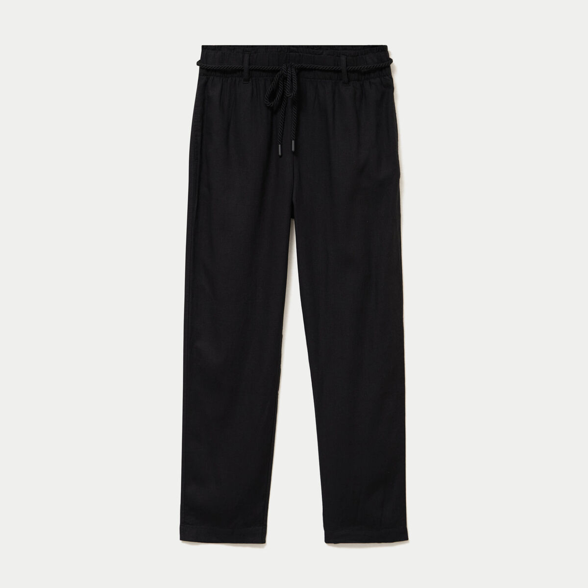 Pantalon large 7/8&egrave;me taille haute noir femme