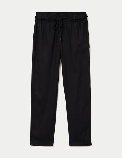 Pantalon Femme Hobbs Noir à Rayures, Large, Taille 12, Coupe Droite, Vintage - Idéal Bureau