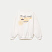Sweat col rond manches longues ecru femme