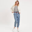 Veste droite boutonnée ecru femme