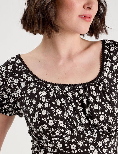 Blouse manches courtes noir femme