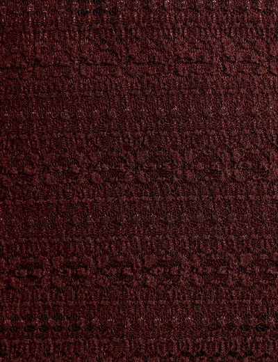 Robe longue droite col b&eacute;nitier dentelle marron femme