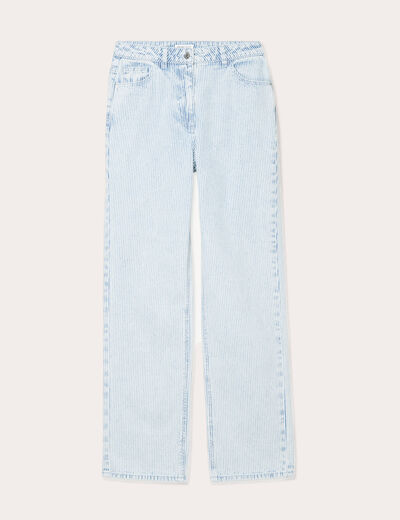 Jeans straight taille haute bleu gris femme