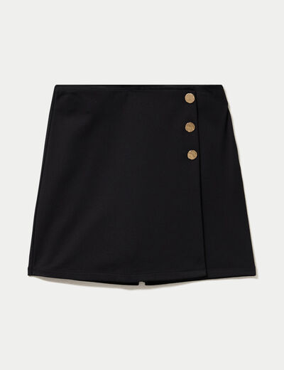 Jupe-short trap&egrave;ze en maille noir femme