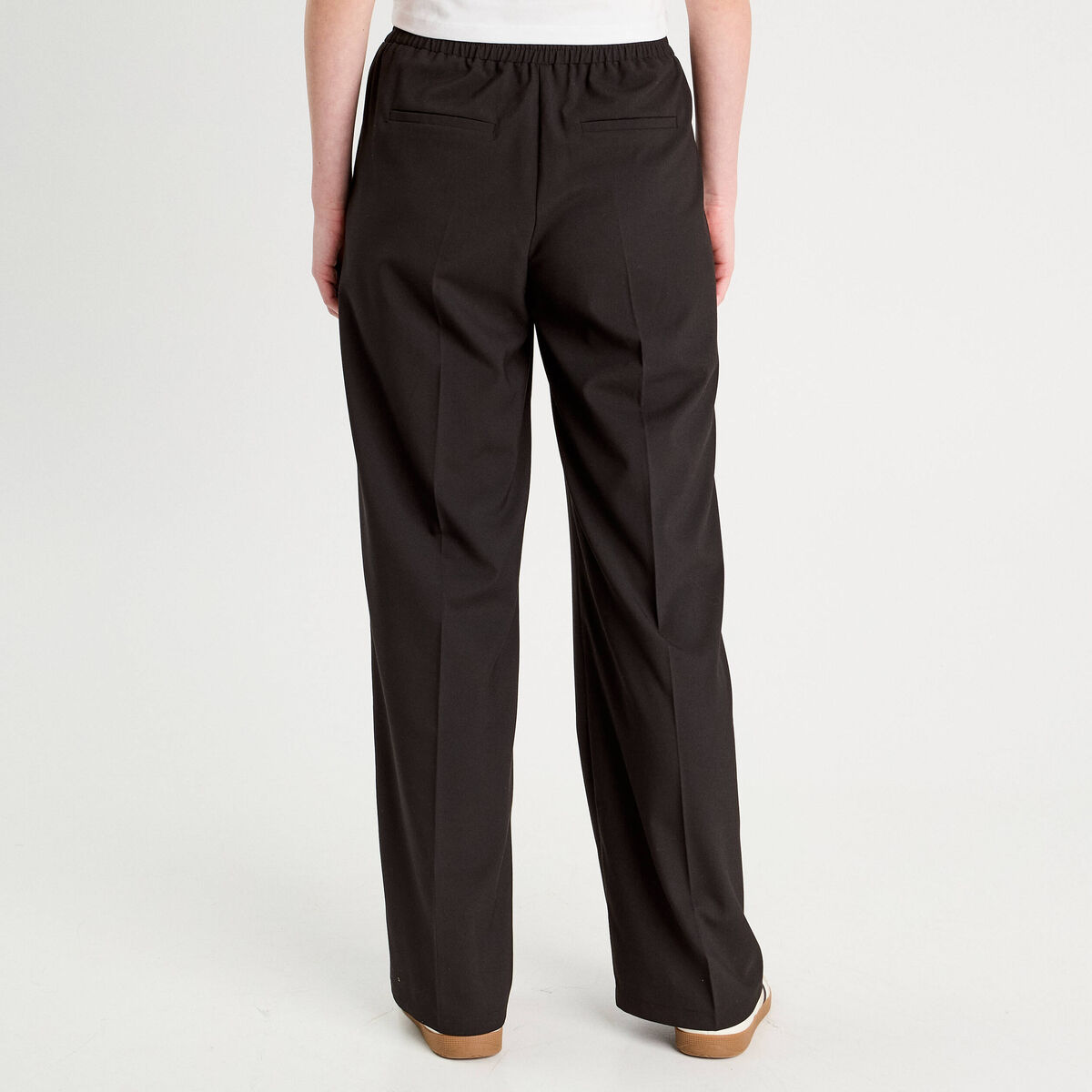 Pantalon large taille haute noir femme