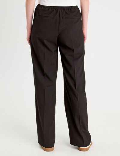 Pantalon large taille haute noir femme