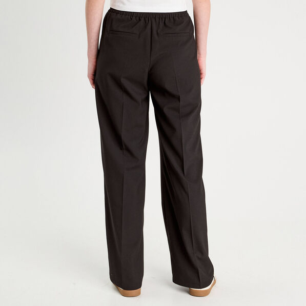 Pantalon large taille haute noir femme