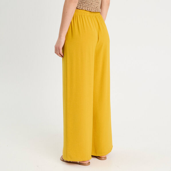 pantalon large fluide jaune citron femme Pantalon large fluide jaune citron femme