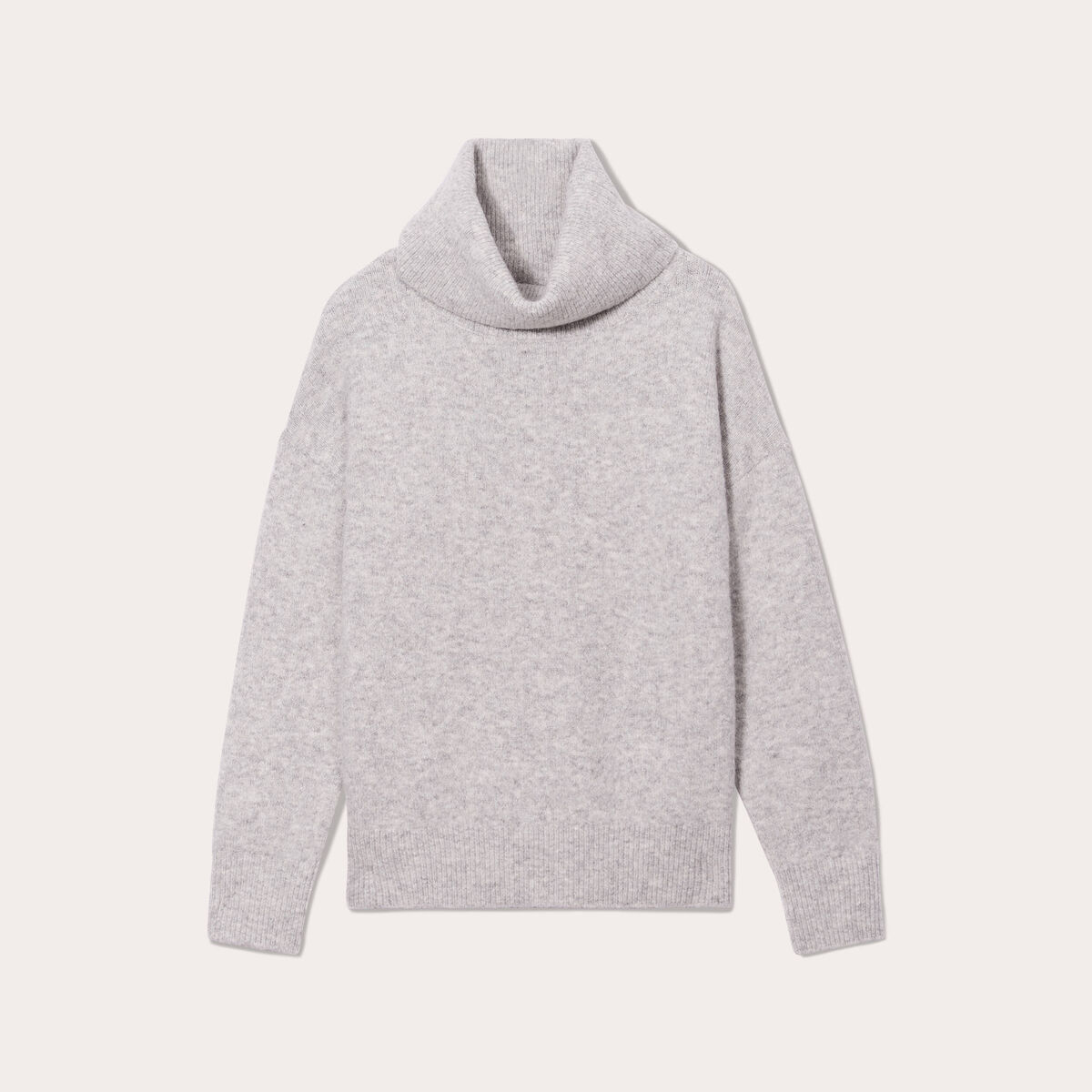 Pull avec col roulé gris clair femme