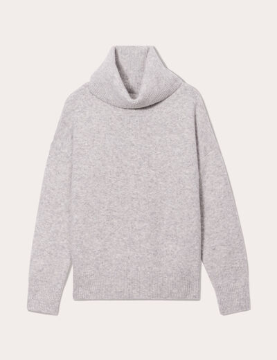 Pull avec col roulé gris clair femme