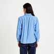 Blouse ample col montant manches longues bleu femme
