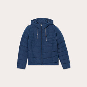 Doudoune ajustée à capuche bleu marine femme
