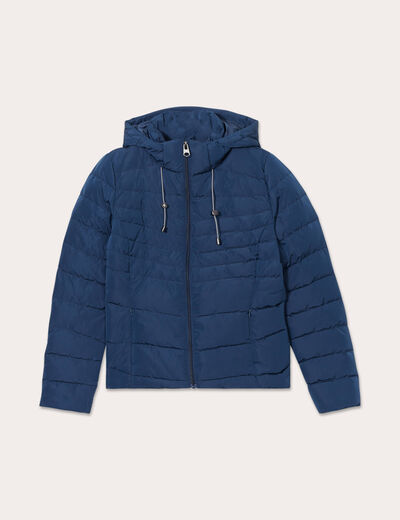 Doudoune ajustée à capuche bleu marine femme