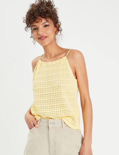 Débardeur bretelles tressées jaune clair femme