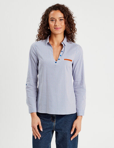 Blouse manches longues bleu femme