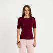 T-shirt ajust&eacute; col rond manches courtes bordeaux femme