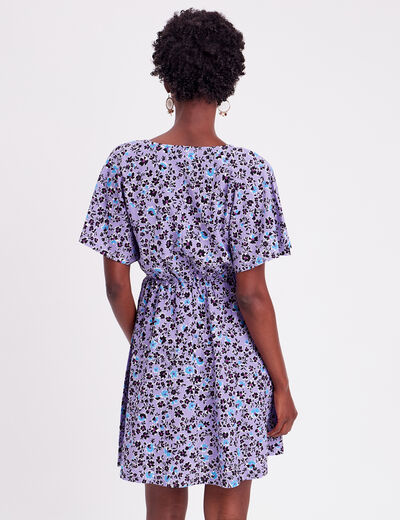 Robe évasée col en V parme femme