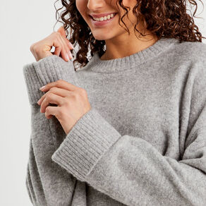 Pull cropped manches longues gris foncé femme