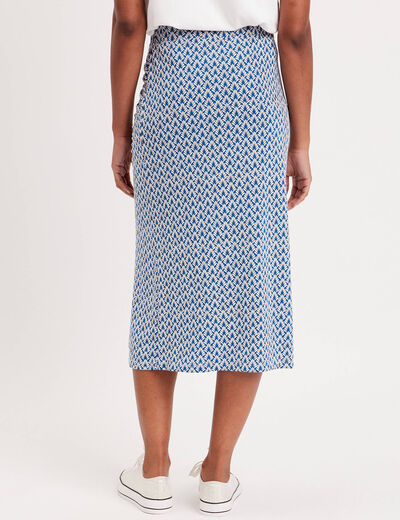 Jupe longue droite fronces bleu marine femme