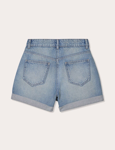 Short mom taille haute en jean denim dirty femme