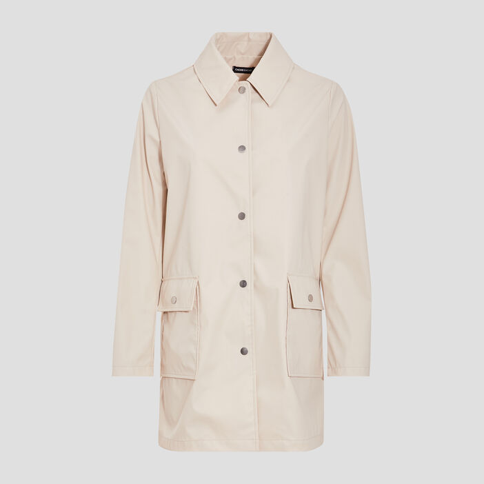 Ciré droit boutonné sable femme